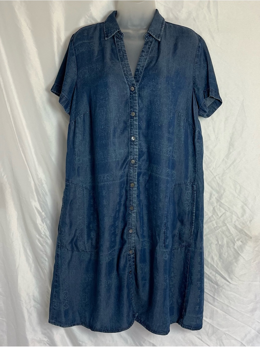 J. Jill Denim Tencel Paisley Button Front Shirt Dress Medium